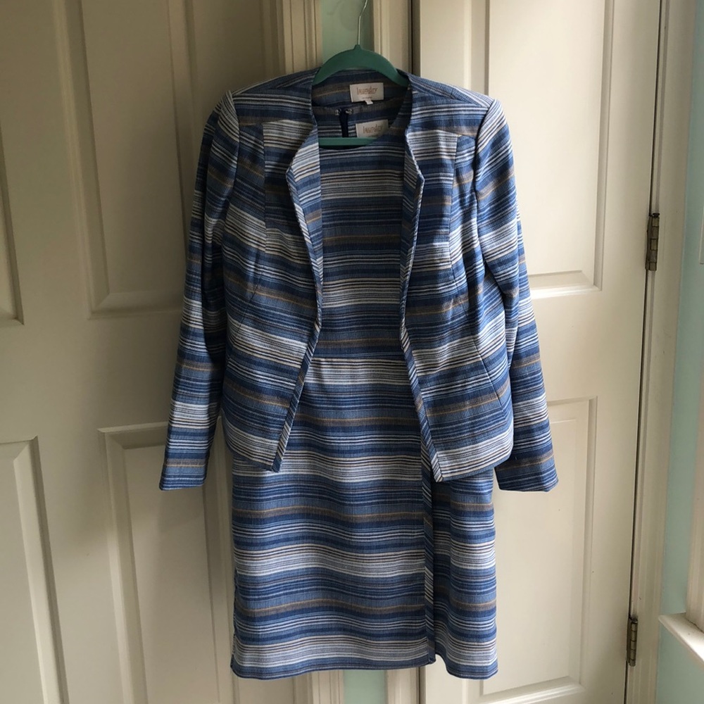 Blue striped dress suit